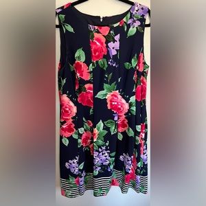 Jessica Howard Navy Sleeveless Floral Pattern Print Dress